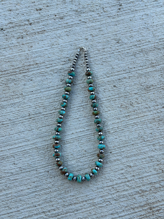 15.5-17" 4-6mm Pearl & Turquoise