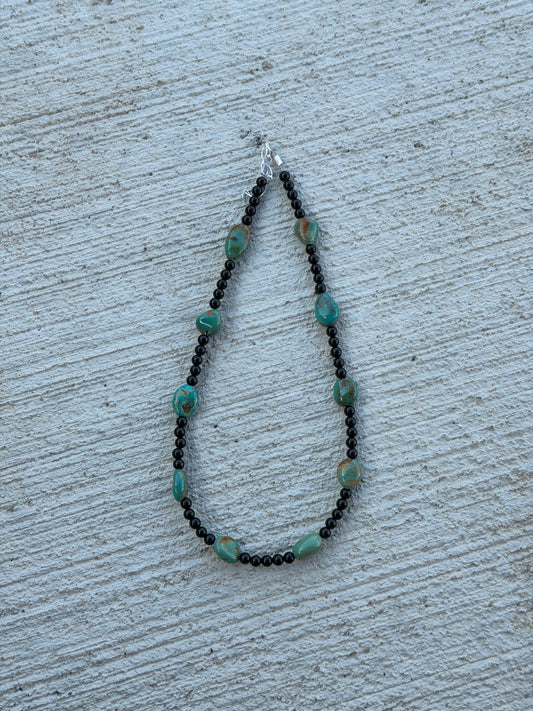 15-16.5" Black Onyx & Turquoise