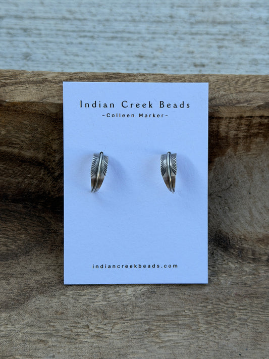 Sterling Feather Hoop Earrings