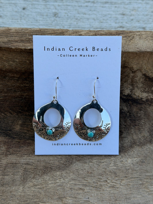 Sterling Stamped Turquoise Dangles