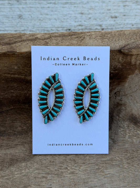 Turquoise Cluster Needlepoint Earrings