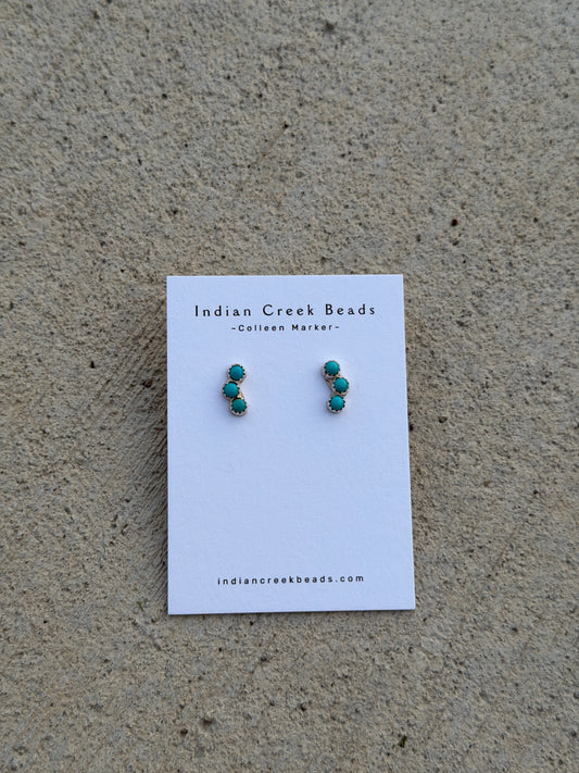 3 stone Turquoise Earrings