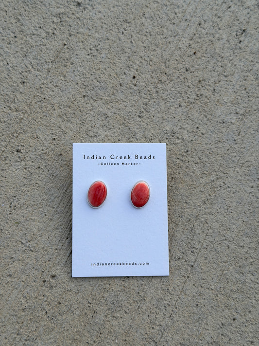Red Spiny Sterling Earrings