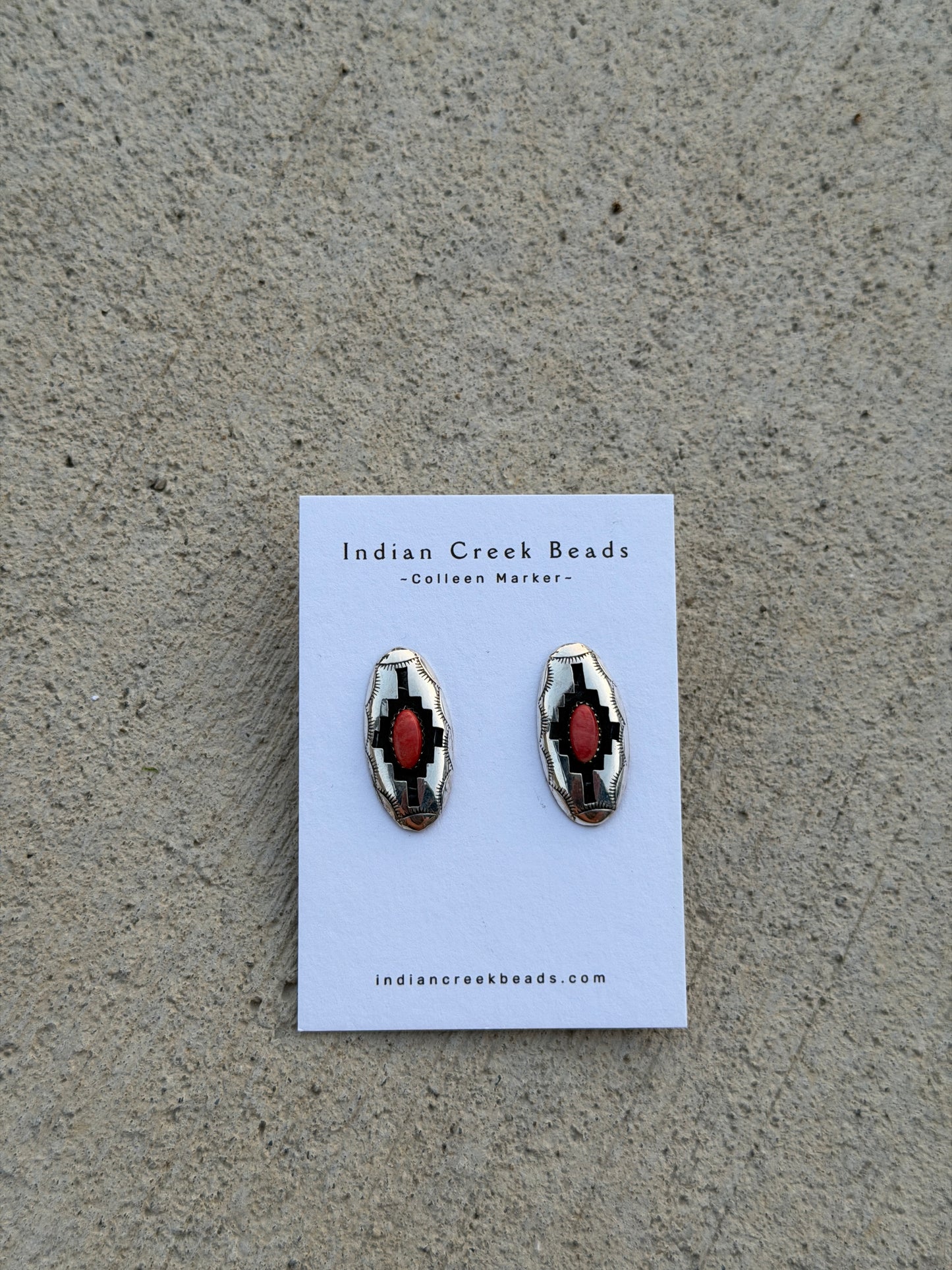 Red Spiny Shadowbox Sterling Earrings