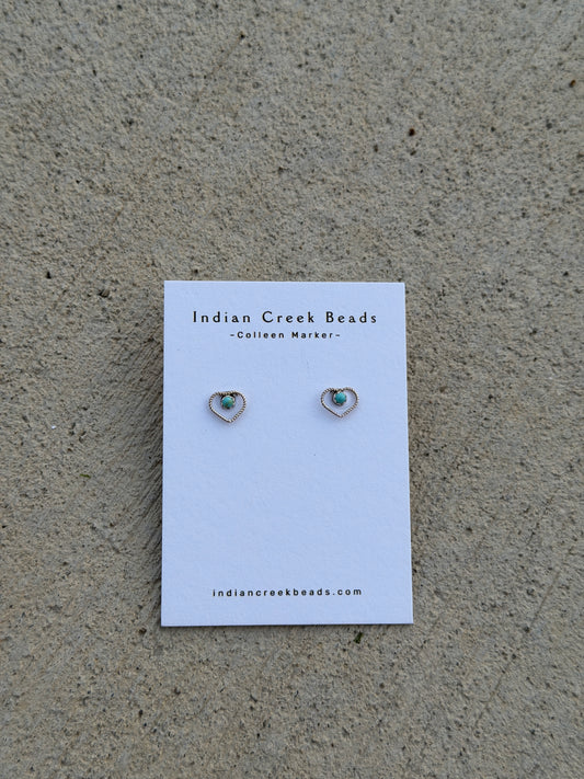 Sterling Turquoise Heart Studs