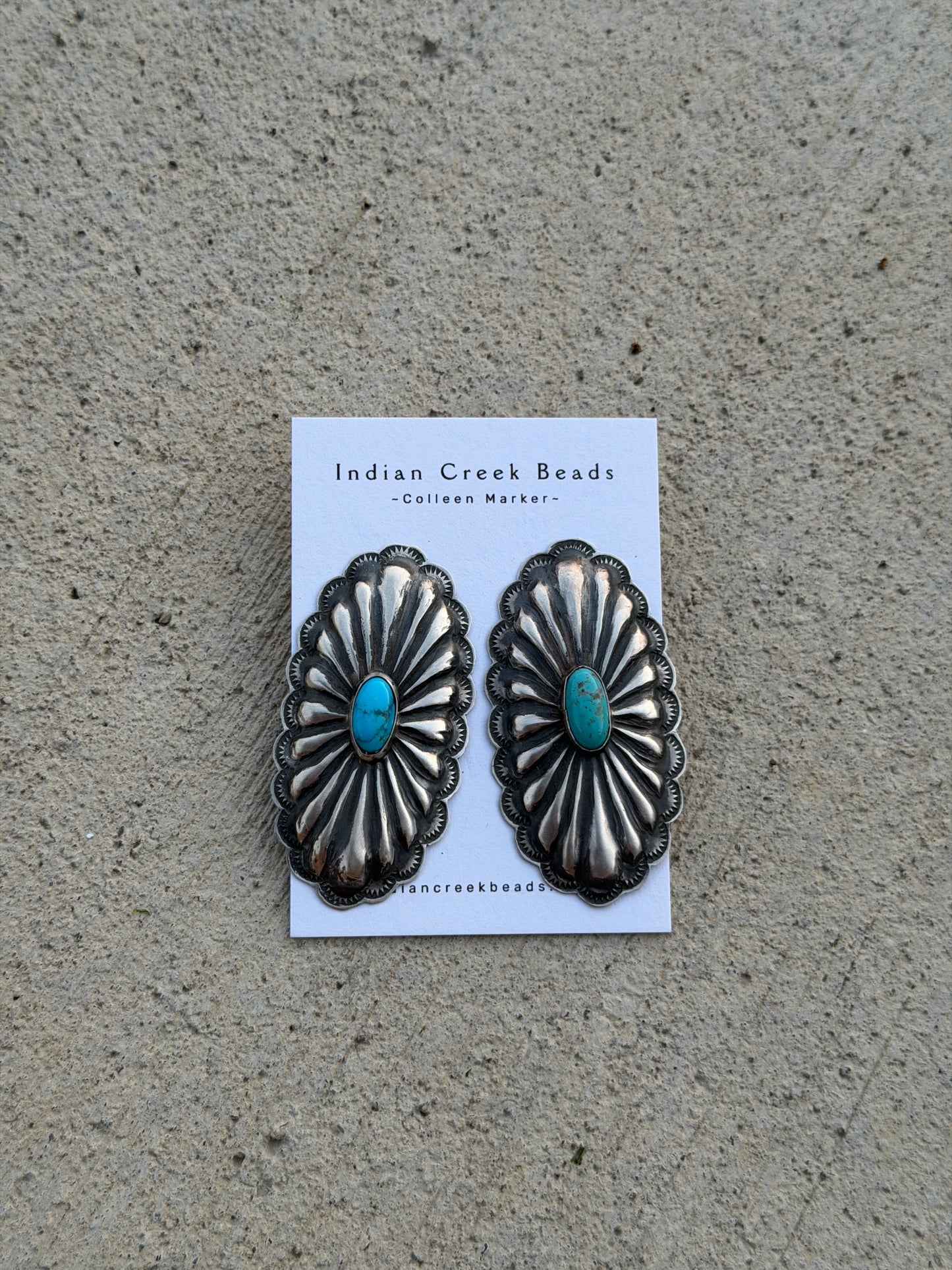 Sterling Oval Concho with Turquoise Statement Earrings