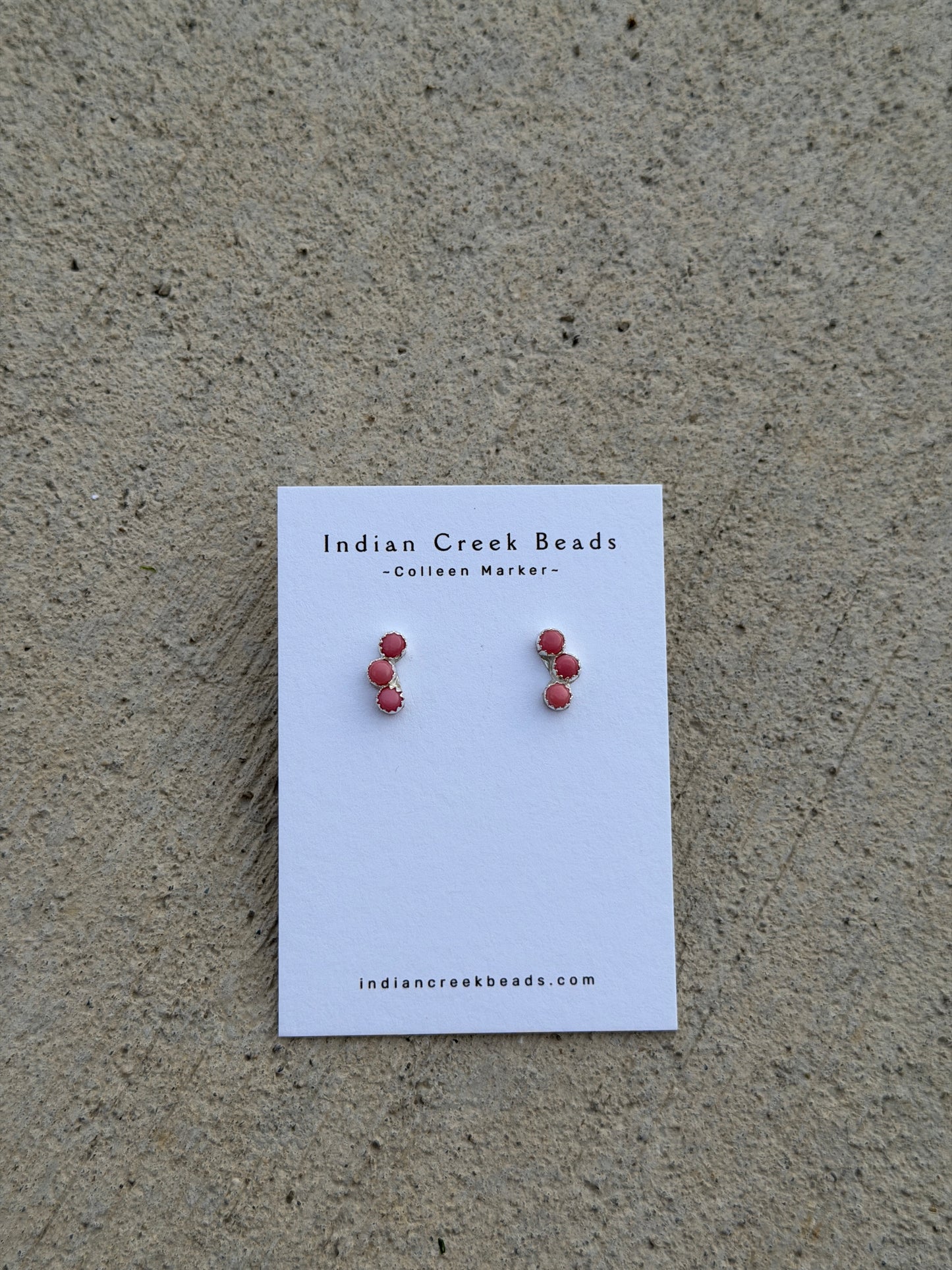3 stone Pink Conch Earrings
