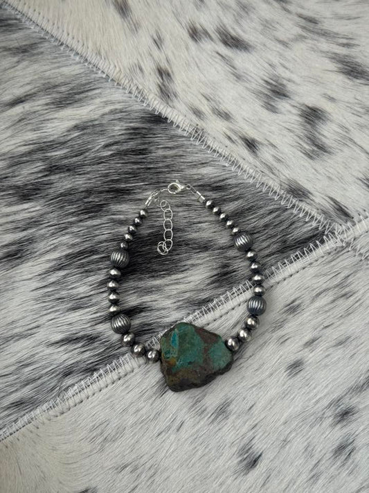 7.5-9" 4-6mm Pearls, 8mm Melons and Genuine Turquoise Bracelet
