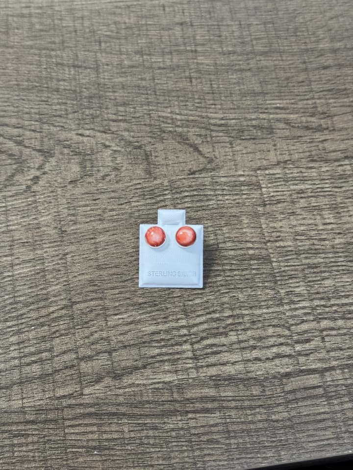 Red Spiny Sterling Silver Earrings