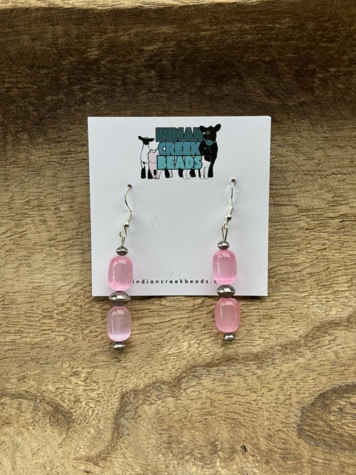 Pink Selenite w/ Sterling Saucer Earrings